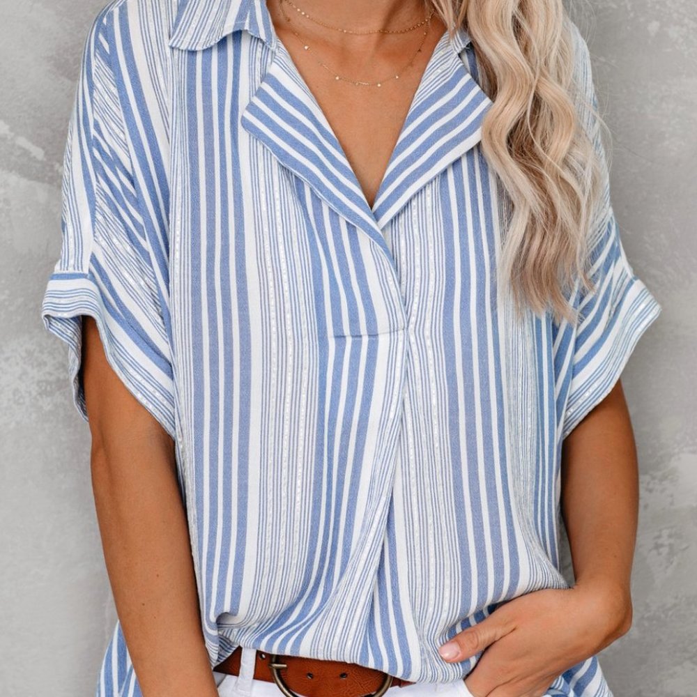 Vici En crème short sleeve striped top